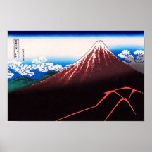 山下白雨 Rainstorm, Summit 葛飾北斎 Hokusai Print