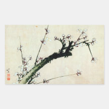 梅花, 北斎 Plum Blossoms, Hokusai, Ukiyo-e Rectangle Stickers