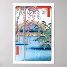 歌川広重「重亀戸天神境内」 Wisteria Kameido Hiroshige Poster