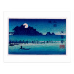 歌川広重 Moonlight Night, Utagawa Hiroshige Post Cards