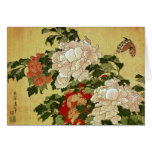 牡丹に蝶 Peonies Butterfly 葛飾北斎 Katsushika Hokusai Greeting Cards