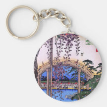藤と太鼓橋, 広重 Wisteria and Arched Bridge, Hiroshige Keychains