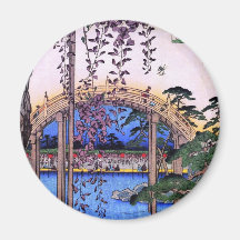 藤と太鼓橋, 広重 Wisteria and Arched Bridge, Hiroshige Fridge Magnets