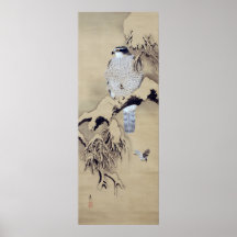 雪中鷹図, 柴田是真 Hawk in the Snow, Shibata Zeshin Posters