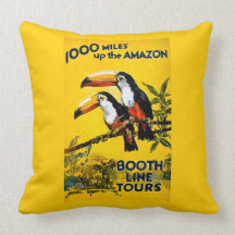 1000 Miles Up the Amazon Booth Line Tours Vintage Throw Pillow