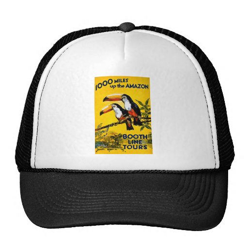 1000 Miles Up The Amazon- Vintage Travel Poster Mesh Hats