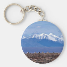 1002 Area: Caribou with mountain backdrop Key Chains