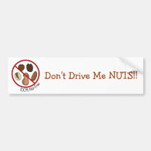 100% Nut Free (Tree nuts & Peanuts) Bumper Stickers