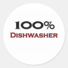 100 Percent Dishwasher Round Stickers