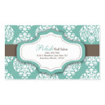 100 Teal Damask Nail Technician Business Card
