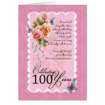 100 years old greeting card - roses and butterflie