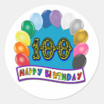 100th Birthday Gifts with Assorted Balloons Design Sticker