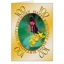 100th Butterfly and flower birthday card