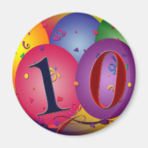 10 year old birthday balloons! fridge magnet