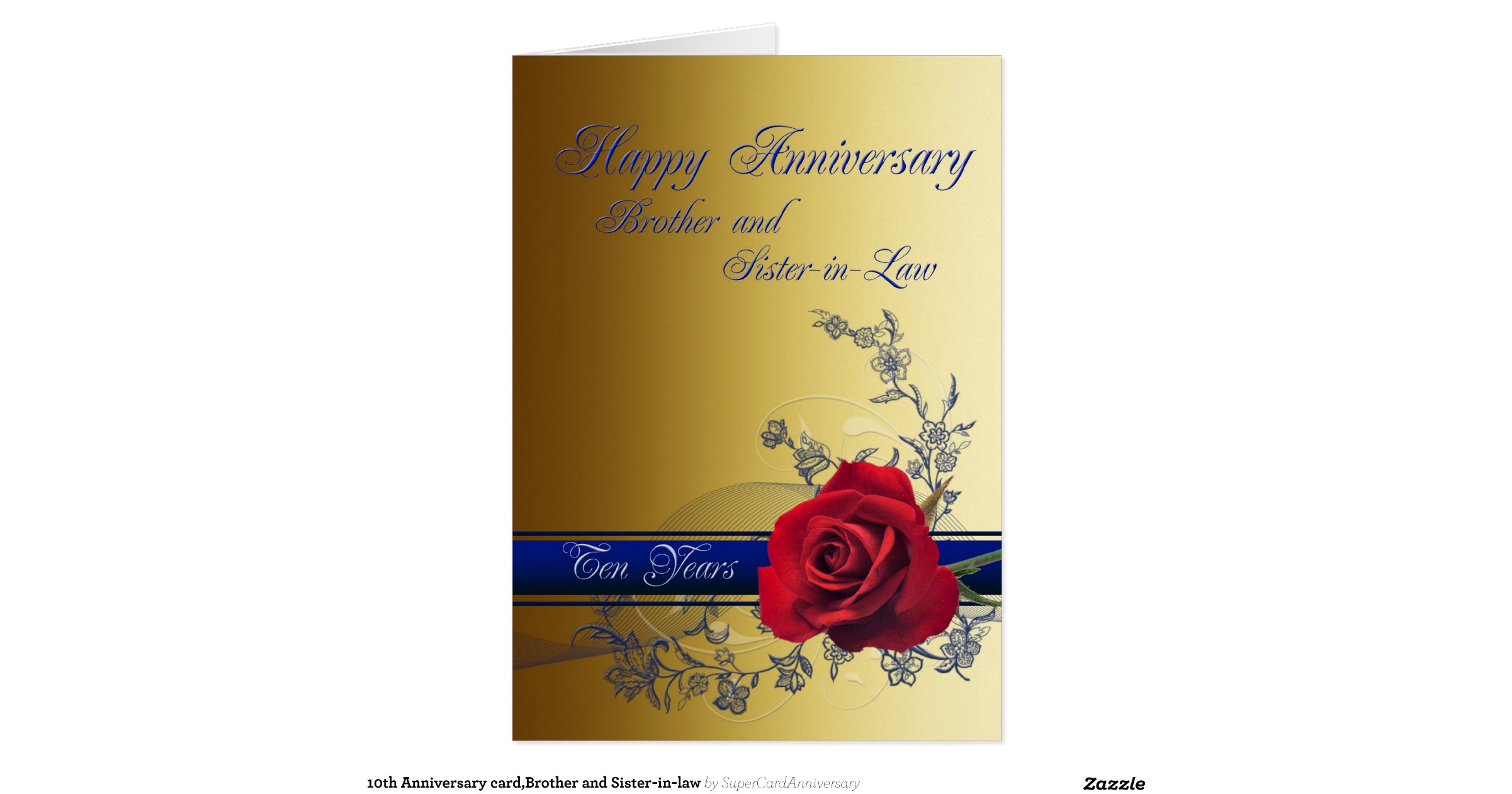 10th Anniversary card,Brother and Sisterinlaw Greeting