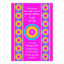 11th Birthday Party Invitation -- Cool Hot Pink