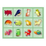 12 Animals Postcard(Customisable) -horizontal