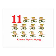 12 days eleven pipers piping post cards