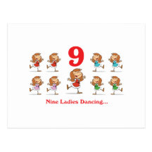 12 days nine ladies dancing post card