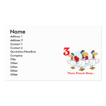 12 days three french hens business card template