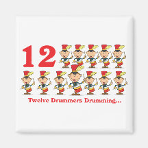 12 days twelve drummers drumming fridge magnet