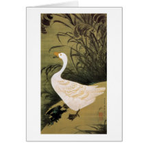 13. 芦鵞図, 若冲 Reed & Goose, Jakuchū, Japan Art Greeting Card