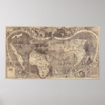 1507 Martin Waldseemuller World Map Posters