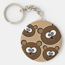 153 HAPPY SMILING BROWN BEARS RETRO STYLE DIGITAL KEYCHAINS