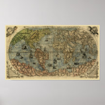 1565 Ferando Berteli (Fernando Bertelli) World Map Posters