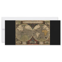 1595 Vintage World Map by Jodocus Hondius