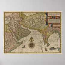 1596 Map of Southern Asia Poster