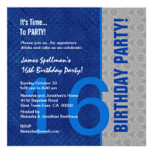 16th Birthday Modern Blue and Silver S307 Custom Announcement