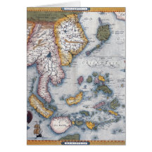 16th Century Map of South East Asia and Indonesia Greeting Cards