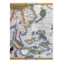 16th Century Map of South East Asia and Indonesia Post Cards