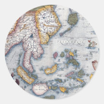 16th Century Map of South East Asia and Indonesia Sticker