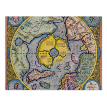 16th Century Mercator North Pole Map Postcards