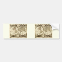 1708 World Map by Jean Baptiste Nolin Bumper Stickers