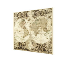 1708 World Map by Jean Baptiste Nolin Stretched Canvas Print