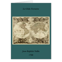 1708 World Map by Jean Baptiste Nolin Card
