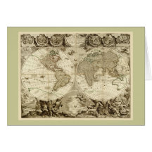1708 World Map by Jean Baptiste Nolin Greeting Card