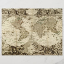 1708 World Map by Jean Baptiste Nolin Personalized Flyer