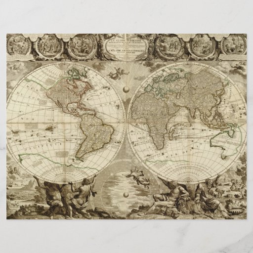 1708 World Map by Jean Baptiste Nolin Personalized Flyer