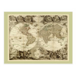 1708 World Map by Jean Baptiste Nolin Postcard