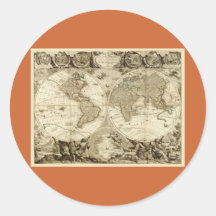 1708 World Map by Jean Baptiste Nolin Sticker