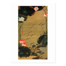 17. 蓮池遊魚図, 若冲 Pond with The Lotus, Jakuchū Post Card