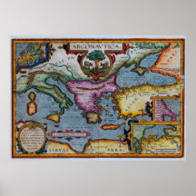 17th Century Mediterranean Map Print