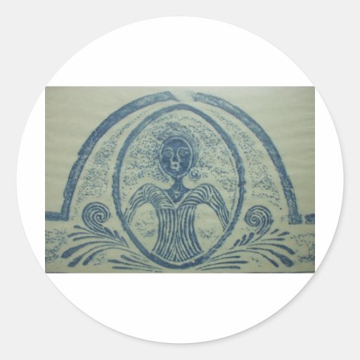 1800s Blue Lady American Grave Rubbing Design Sticker