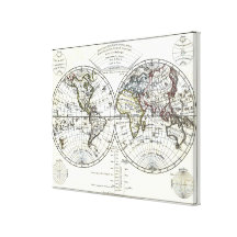 1806 Atlas Map: La Mappemonde by Eustache Hérisson Canvas Prints