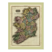 1813 Ireland Map by John Pinkerton Postcard