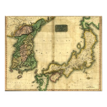 1815 Map of Korea and Japan Custom Invitation